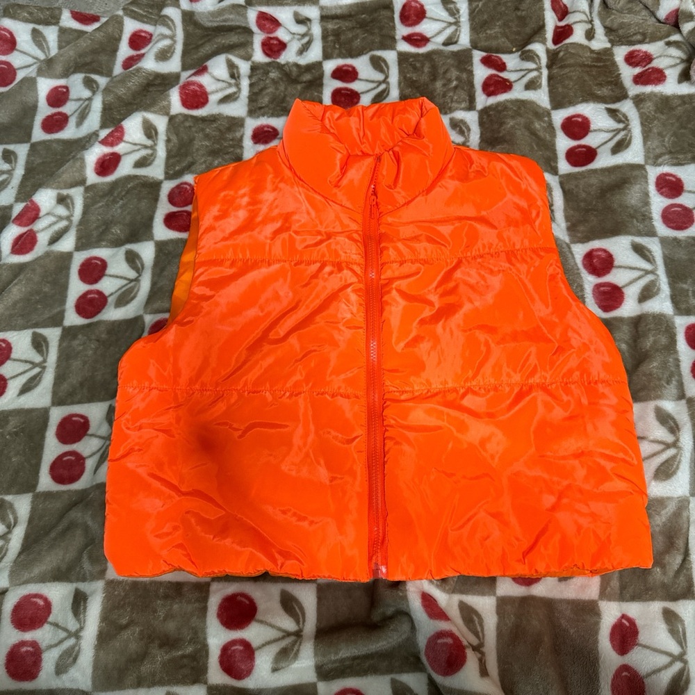 Orange puffer vest